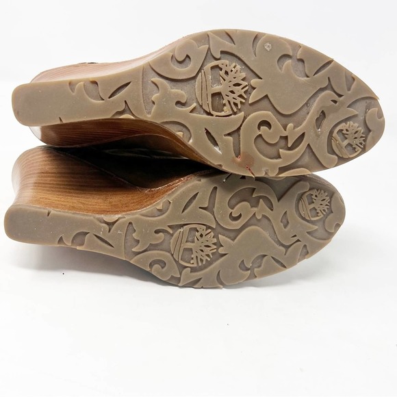 Timberland leather wedge heel ankle bootie vintage 5.5 - Picture 5 of 6